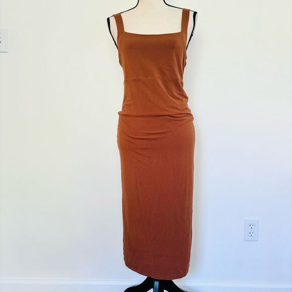 Good American 90s Tank Dress – Rust Brown Smooth Bodycon Midi, Size L - Picture 4 of 8
